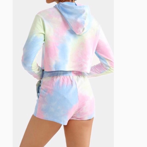 Blue/Pink Tie Dye Hooded Set - Picture 2 of 8